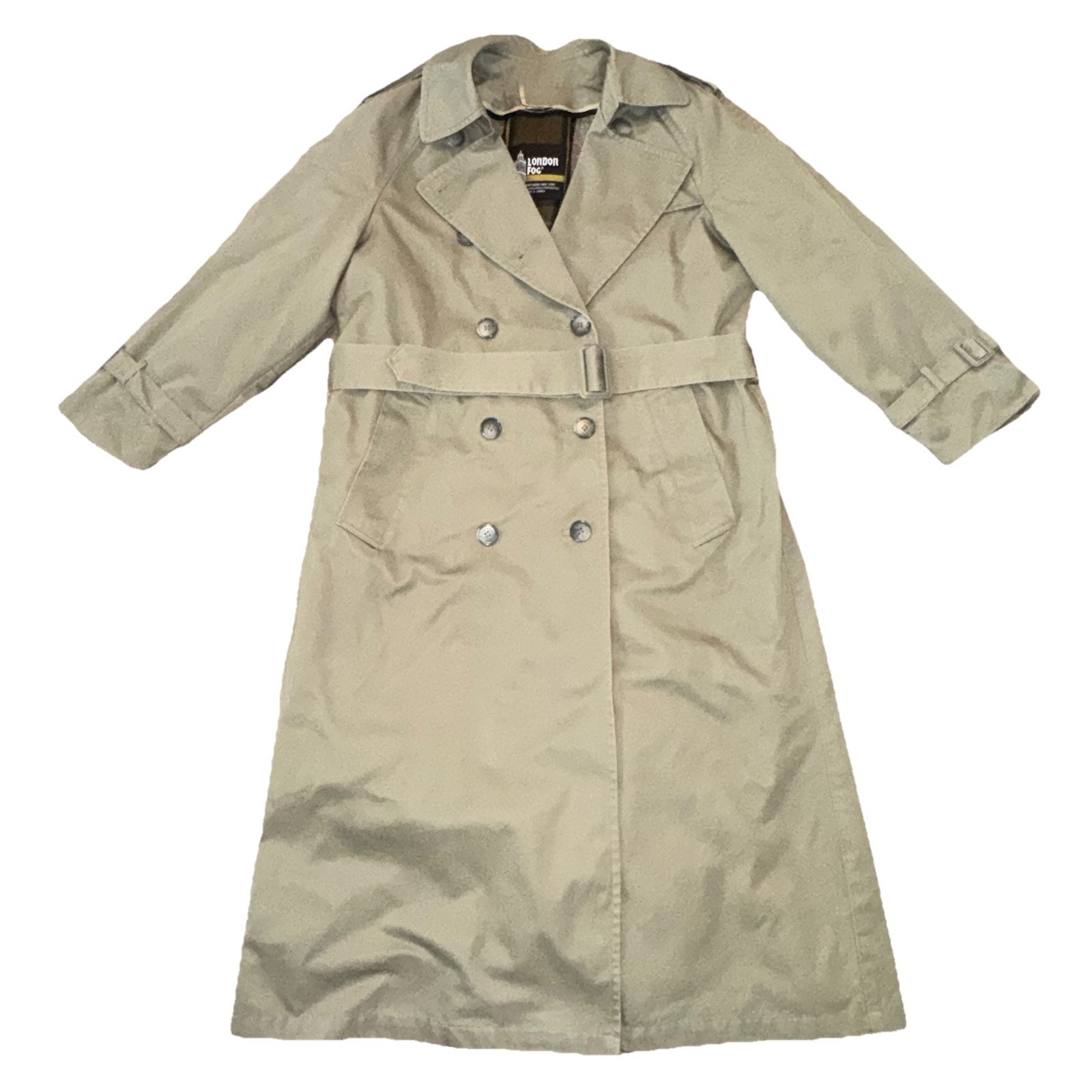 Vtg London Fog Women Sz 6 Double Breasted Belted Long Trench Coat Old Money